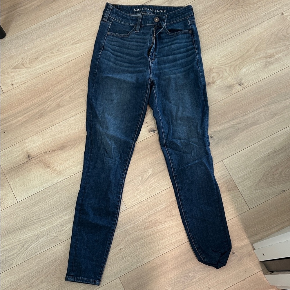 American Eagle Outfitters Women's High Rise Deep Blue Jeans